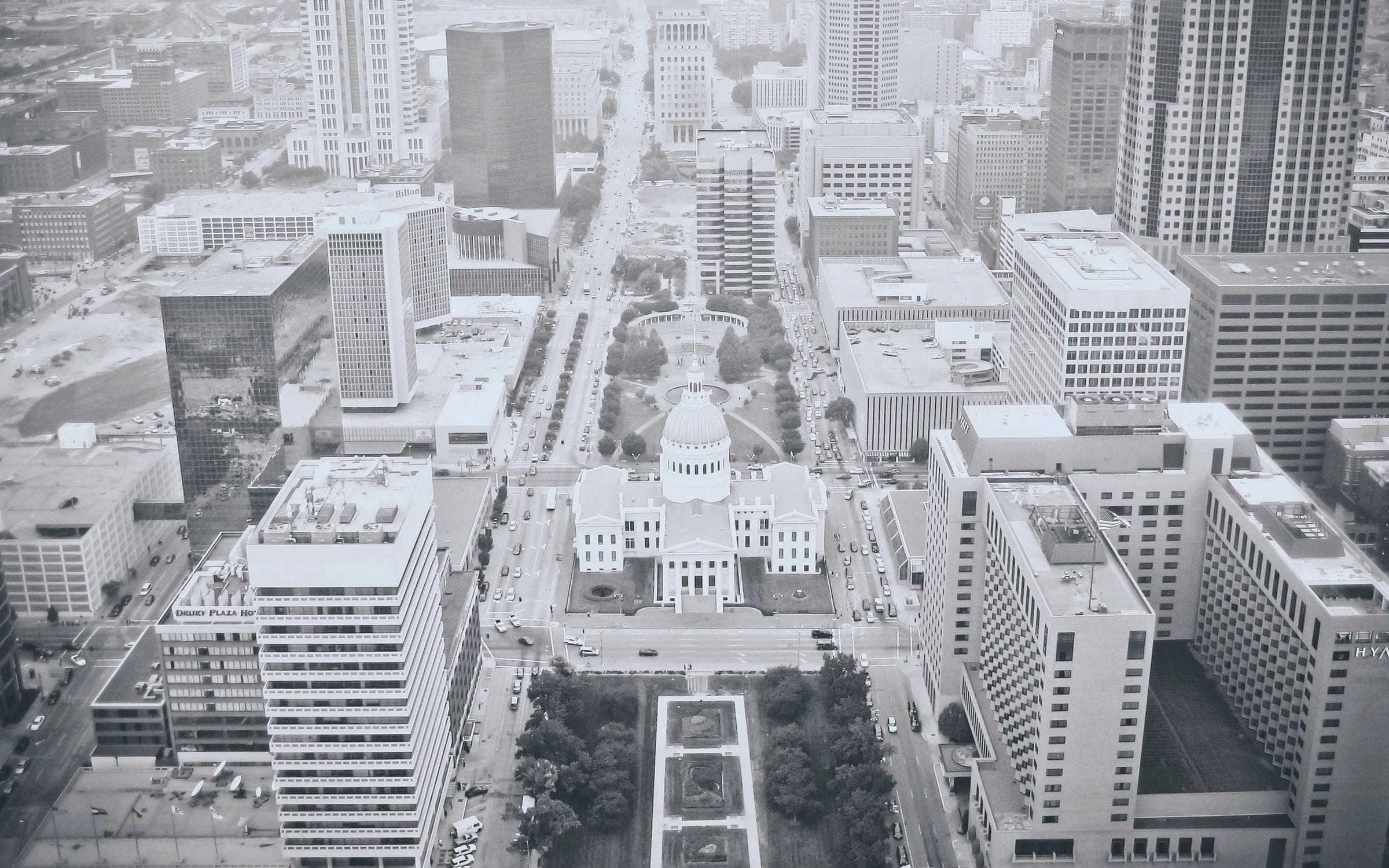 Dense city blocks seen from above